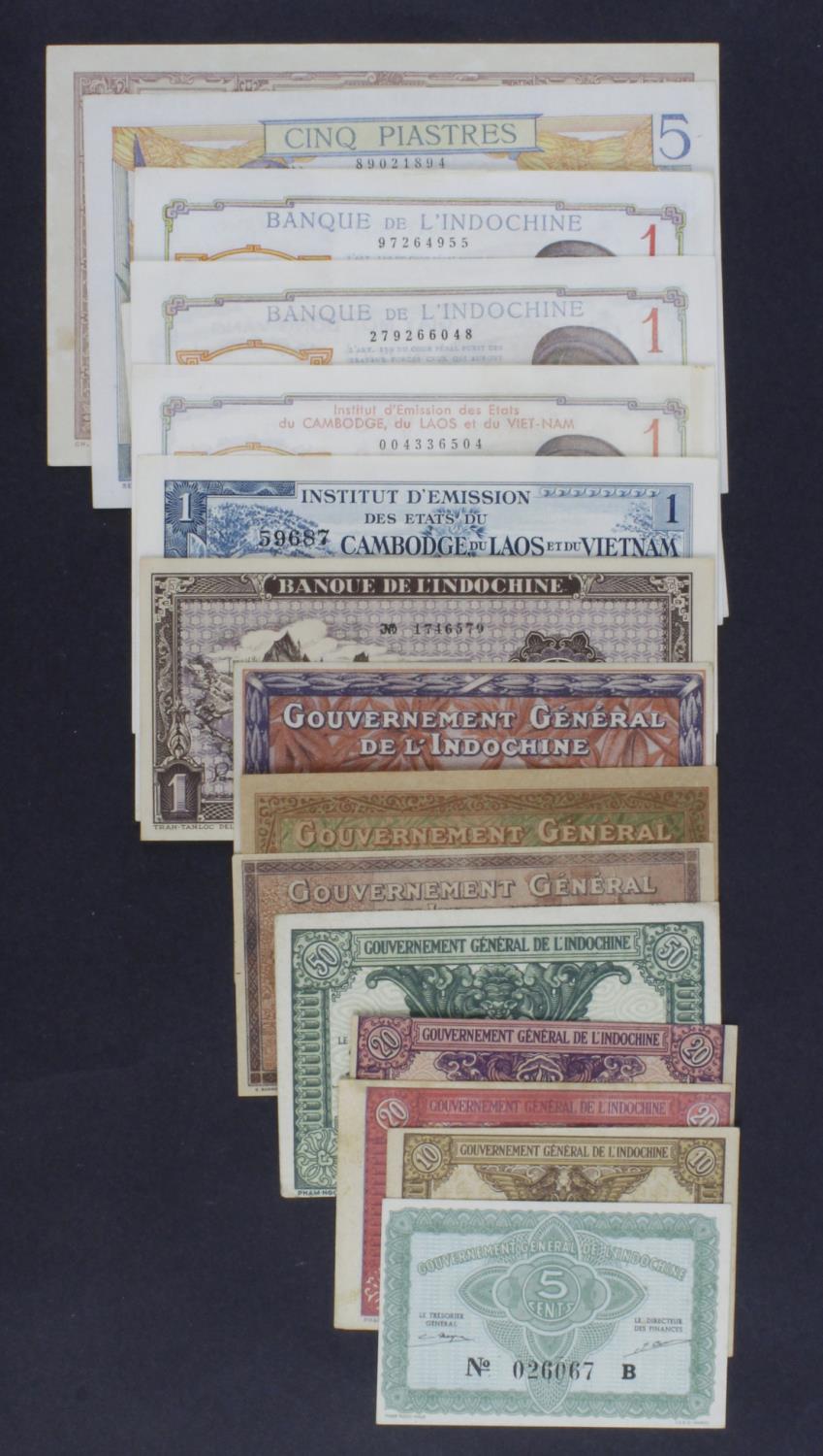 French Indochina (17), 1 Piastre issued 1927 - 1931, 1 Piastre issued 1932 - 1939 (4), 1 Piastre