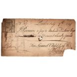 Samuel Child, London Bankers promissory note for 70 Pounds payable to Ambrose Dickens, signed John