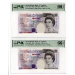 Gill 20 Pounds (B358) issued 1991 (2), a consecutively numbered pair of FIRST SERIES notes, serial