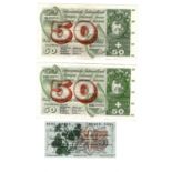 Switzerland (3), 50 Franken (2) dated 7th February 1974, last date of issue (TBB B333q, Pick48n) VF,