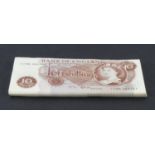 Fforde 10 Shillings (B310) issued 1967 (50), a half bundle of consecutively numbered notes, serial