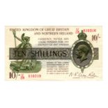 Warren Fisher 10 Shillings (T33) issued 1927, serial U/28 810310, Great Britain & Northern Ireland