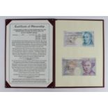 Debden set C106 Firsts, a set of 4 notes issued 1993 and signed Kentfield, all FIRST RUN notes