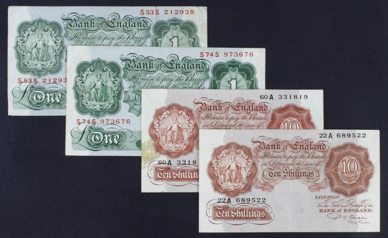 Beale & O'Brien (4), a group of REPLACEMENT notes, Beale 10 Shillings serial 22A 689522 (B267,