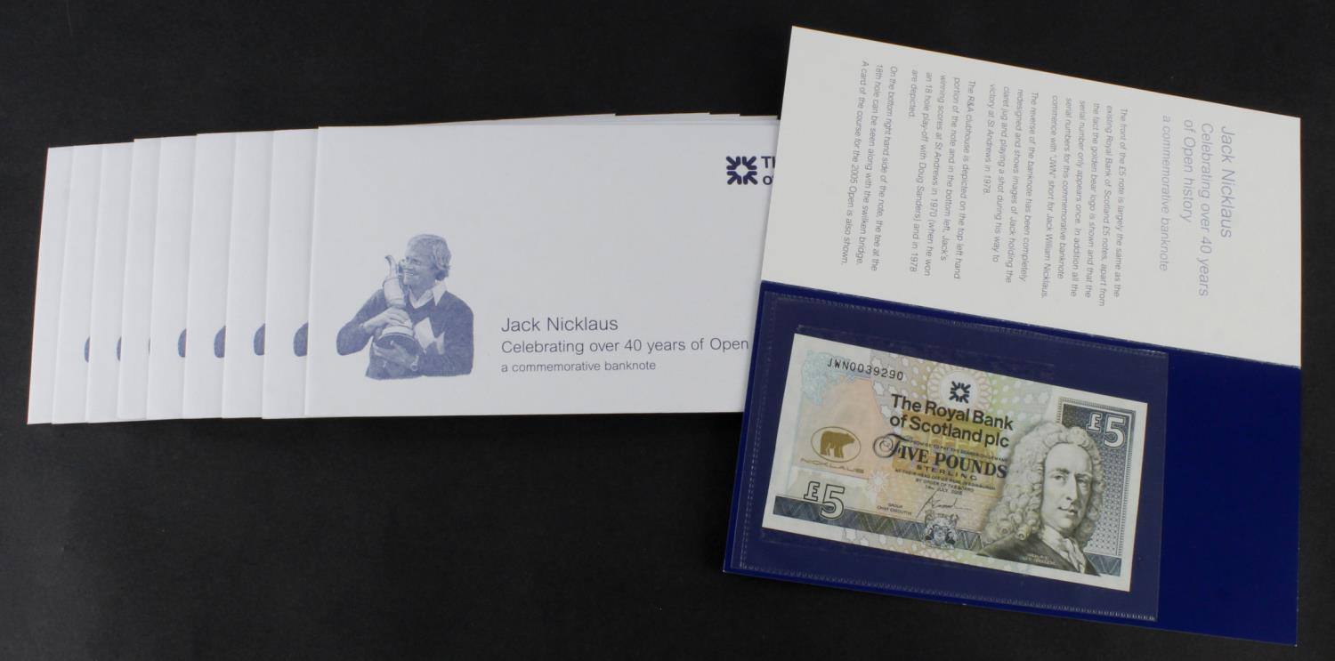 Scotland, Royal Bank of Scotland 5 Pounds (10), all Commemorative Jack Nicklaus dated 14th July