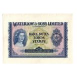 Waterlow & Sons Limited advertising note, Lady at left on one side, Lion on other side, EF