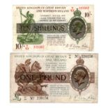 Warren Fisher (2), 10 Shillings issued 1927, FIRST SERIES, serial T/53 553587, Great Britain &