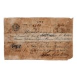 Torpoint near Plymouth Dock 1 Pound dated 1st April 1807, No. 1702 for John Alexander Snow, Rowe &