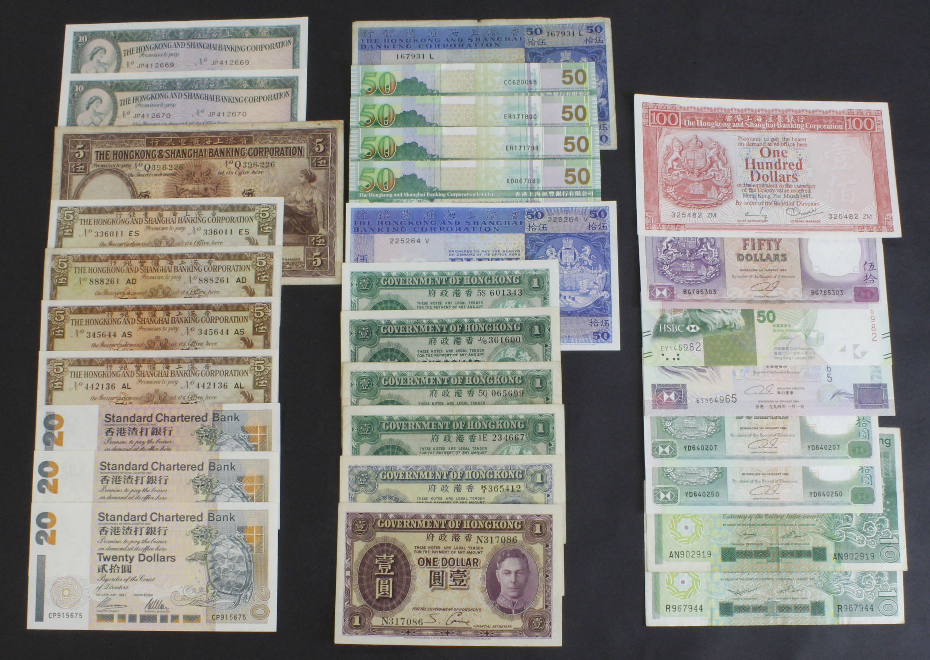 Hong Kong (62), Hongkong and Shanghai Banking Corporation 100 Dollars 1981, 50 Dollars (9) date - Image 2 of 4