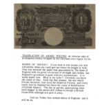 Peppiatt 1 Pound propaganda note, WW2 German propaganda note dropped on North Africa, Arabic text on