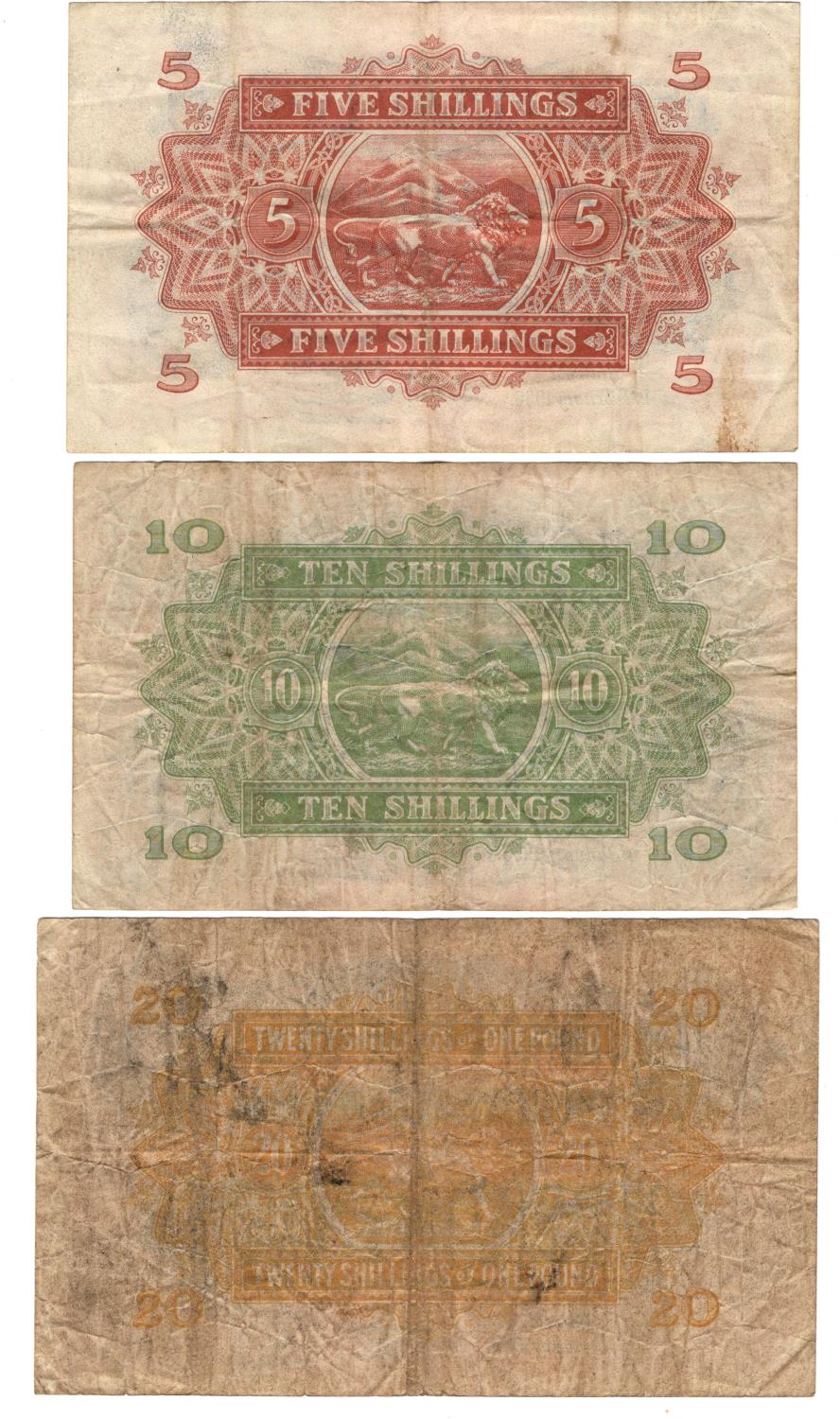 East African Currency Board (3) 20 Shillings or 1 Pound dated 1st January 1955 serial G29 26923 (TBB - Image 2 of 2