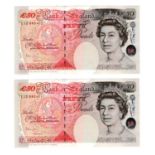 Bailey 50 Pounds (B404) issued 2006 (2), a consecutively numbered pair of FIRST SERIES notes, serial