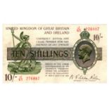 Warren Fisher 10 Shillings (T30) issued 1922, serial J/65 276887 (T30, Pick358) original VF