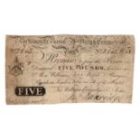 Portsmouth Naval, Military & Commercial Bank 5 Pounds dated 31st October 1812, serial No. 2842 for