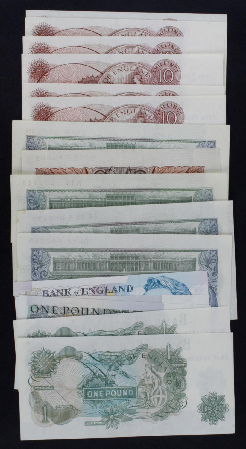 Bank of England (20), O'Brien 1 Pound 'Z61K' a consecutive pair, 10 Shillings 'B77Z' a consecutive - Image 2 of 2