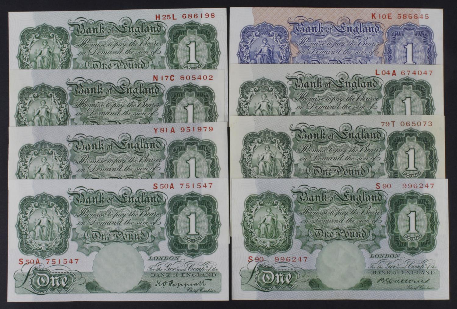 Bank of England (8), a group of Britannia 1 Pounds all different signatures/dates of issue, Catterns