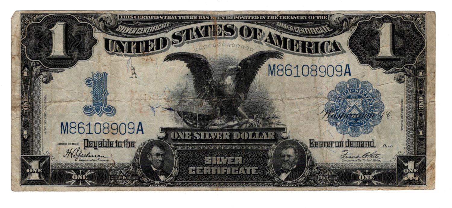 United States of America 1 Dollar Silver Certificate dated 1899, signed Speelman & White, large