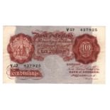 Catterns 10 Shillings (B223) issued 1930, FIRST SERIES serial V57 437925 (B223, Pick362b) VF