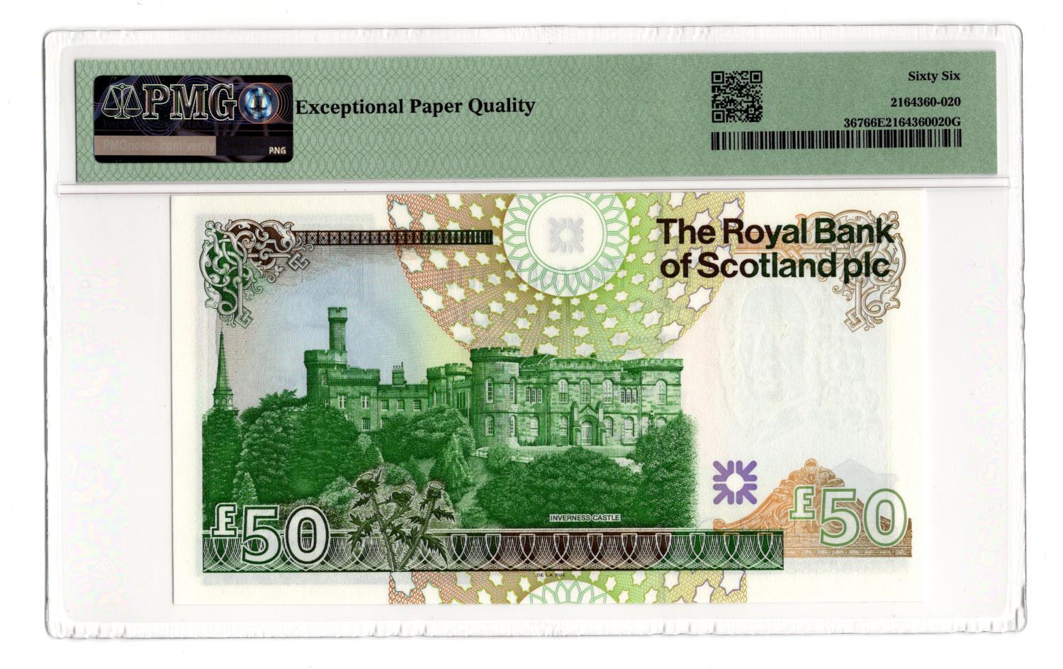 Scotland, Royal Bank of Scotland 50 Pounds dated 14th September 2005, FIRST RUN 'A/1' prefix, serial - Image 2 of 2