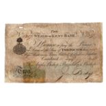 Weald of Kent Bank Cranbrook 2 Pounds dated 1813, No. 1387 for Argles Bishop, Brenchley & Bishop (