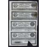 Stamford Spalding & Boston Banking Company (4), 10 Pounds (2) dated 1899 & 1905, cut cancelled (