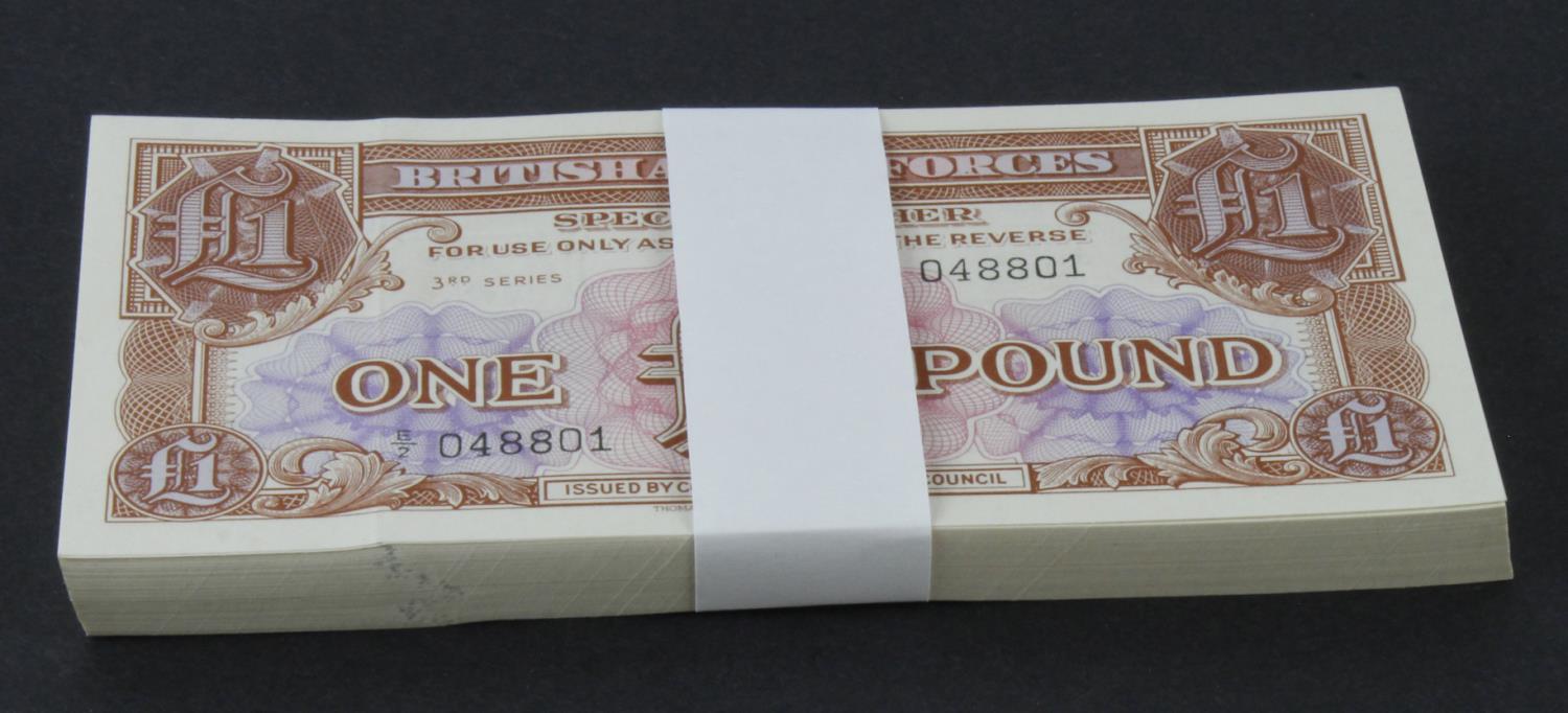 British Armed Forces 1 Pound 3rd series (100), a full bundle of 100 consecutively numbered notes,