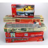 Model Kits. A group of six boxed aircraft and ship model kits, makers comprise Airfix, Matchbox,