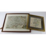 Maps. Two hand-coloured engraved maps, comprising Staffordiae Comitatus Pars olim Cornauiorum (