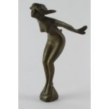 Car Mascot. A brass car mascot, depicting a female figure, height 17.5cm approx.