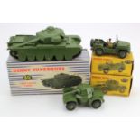 Dinky Toys. Three boxed Dinky Military models, comprising 'Centurion Tank' (no. 651); 'Armoured Car'