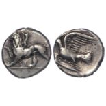 Ancient Greek: Sikyonia, Sikyon AR Hemidrachm 3rd-4thC BC; Chimaera l. / Dove flying l. 2.77g. VF, a