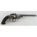 Transitional percussion revolver c.1850, with 6" inch octagonal steel barrel, with Birmingham