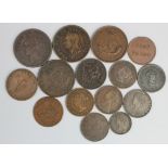 Canada (15) copper and bronze coins and tokens 19thC, mixed grade.