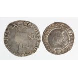 English hammered silver (2): Elizabeth I Sixpence 1571 mm. castle S.2562 F/GF, and Charles I