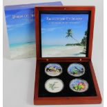 Fiji $2 four-coin set 2005 "Birds of the Fiji Islands" Silver Proof aFDC boxed as issued
