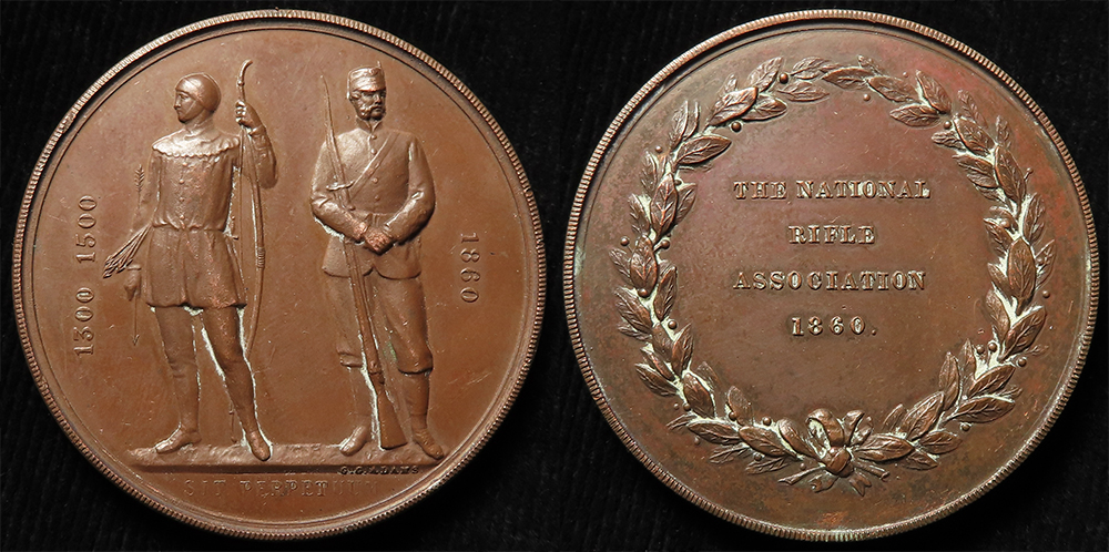 Suffolk Interest Shooting Medal, bronze d.47mm: The National Rifle Association 1860 medal by G.G.