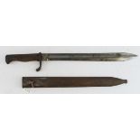 Imperial German Model 98/05 "Butcher" bayonet in its steel scabbard. Ricasso maker marked "Ferd