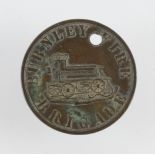 Fire Brigade - old Victorian ? Burnley Fire Brigade large copper token / pass (Attendance at a