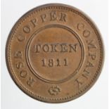 Token, 19thC: Rose Copper Company, Birmingham and Swansea copper Penny 1811, edge engrailed \\\\,