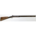 Single barrelled 12 Bore percussion Shotgun, back action lock, barrel 29", well worn overall, nipple