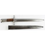 Swiss M1918 bayonet made by Elsener Schwyz Victoria in its steel scabbard. VGC overall, wear to