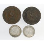 Tokens of Ireland (4): 2x silver Ten Pence Bank Tokens 1805 Fine and 1806 VF; and 2x copper