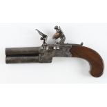 Flintlock tap-action over-under travelling pistol signed Spencer, London, c.1820, 54-bore with round