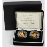 Half Sovereign two coin set 2004 & 2005. Proof FDC boxed with certificate