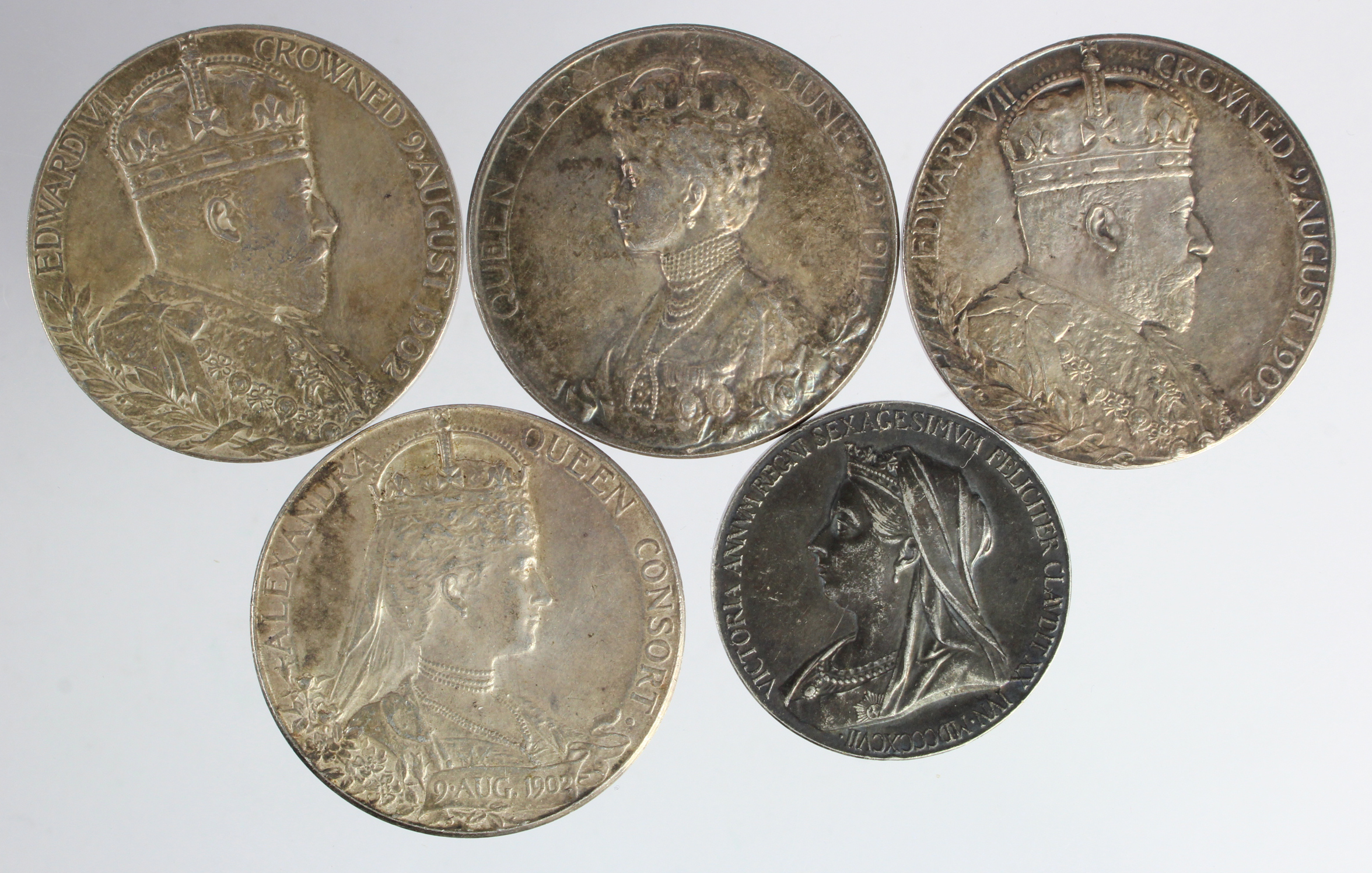 British Commemorative Medals (5) official small silver issues: QV Diamond Jubilee 1897, 3x Edward