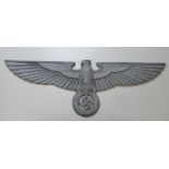 German 3rd Reich Art Deco Aluminum Wall Eagle. Longest Point 93cm x 32 cm.