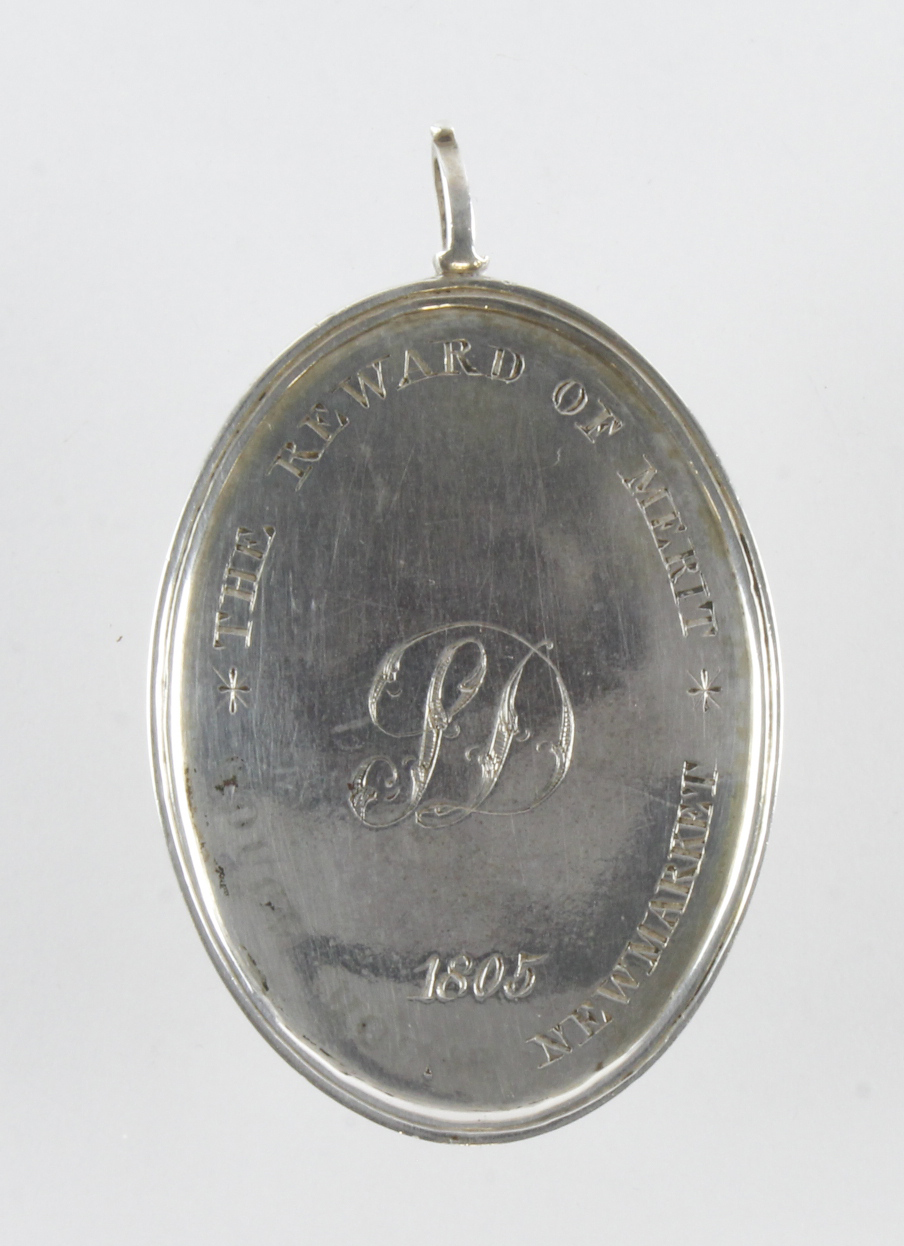Newmarket, George III silver Reward of Merit School medal initialled on the back for S.D. & dated - Image 2 of 2