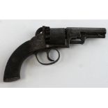 Percussion 5 cylinder Revolver similar to the Beales pattern with Halesworth retailers address on