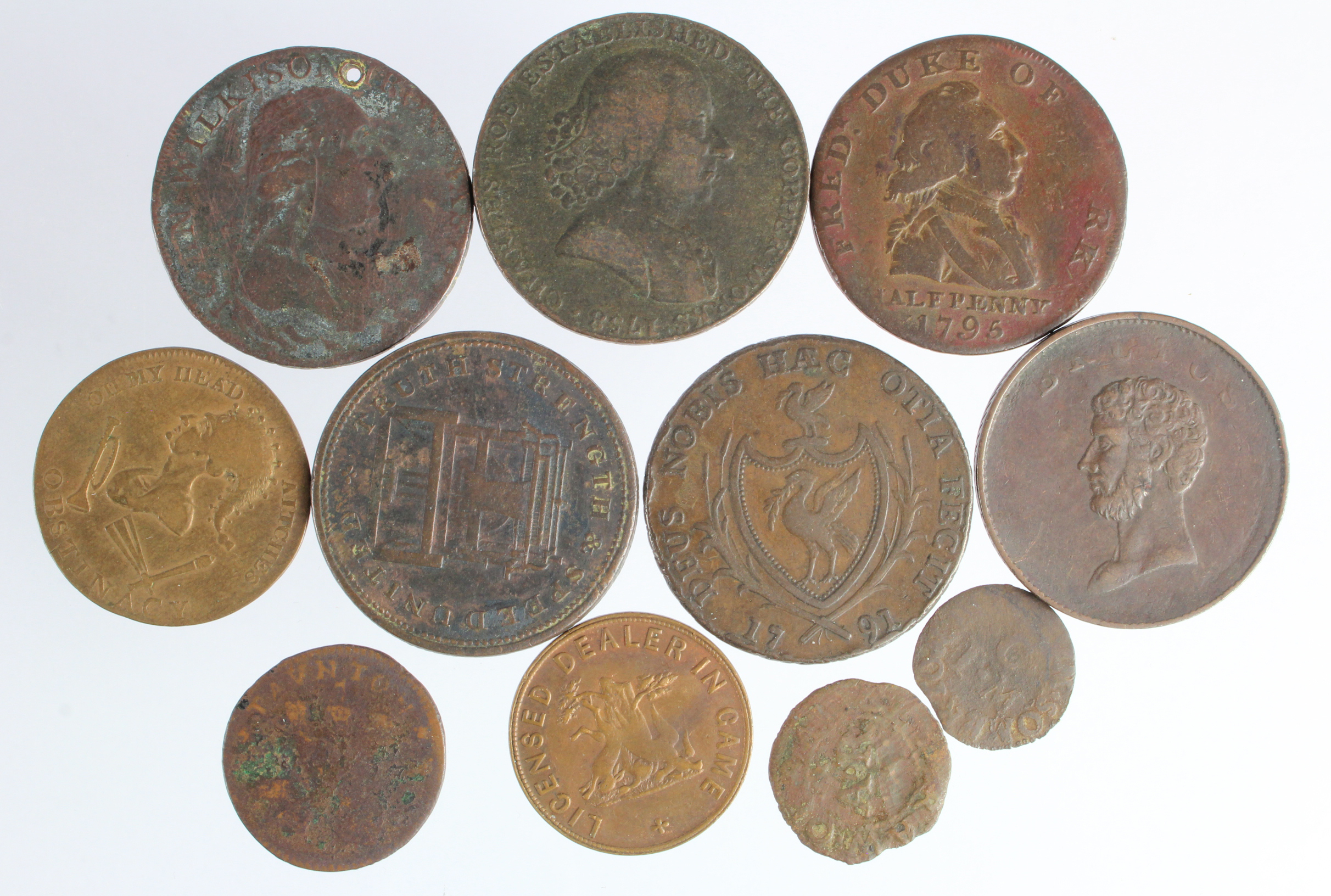 Tokens (11) 17th to 19thC copper assortment, mixed grade.