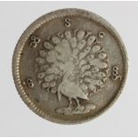 Burma silver Peacock Mat (1/4 Rupee) CS1214 (1852) GF